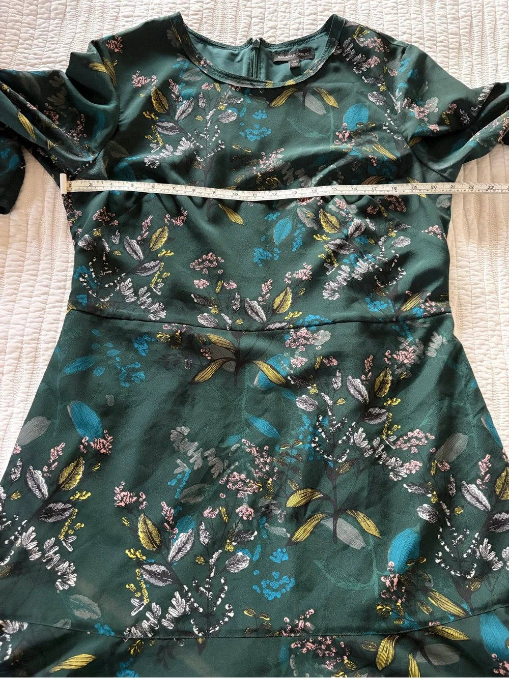 Banana Republic Emerald Green Floral Fit-and-Flare Dress